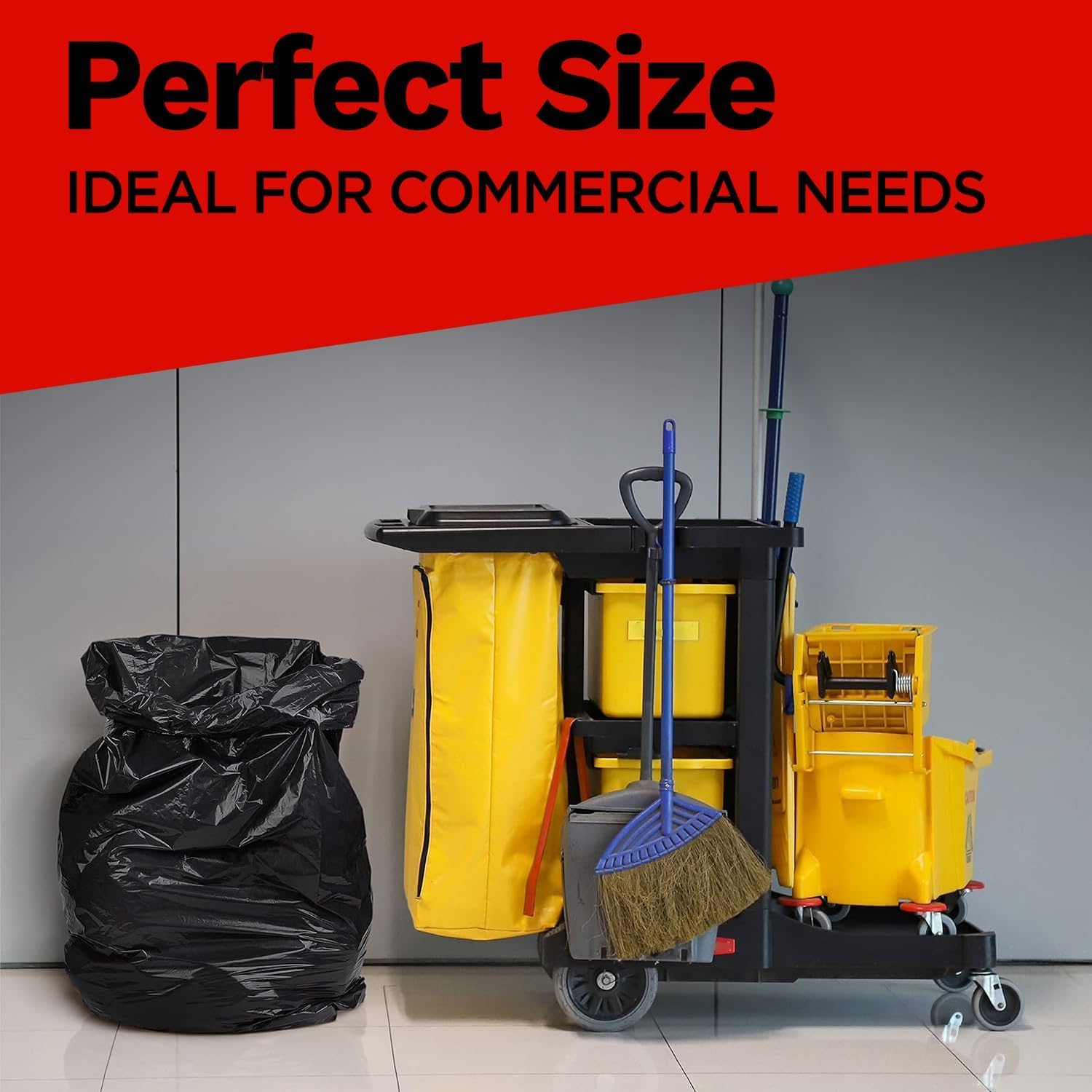 ToughBag 42 Gallon Trash Bags, 3 Mil Contractor Garbage Bags (50 COUNT) Heavy Duty Large Trash Can Liners, Black Garbage Bags, 38 x 48