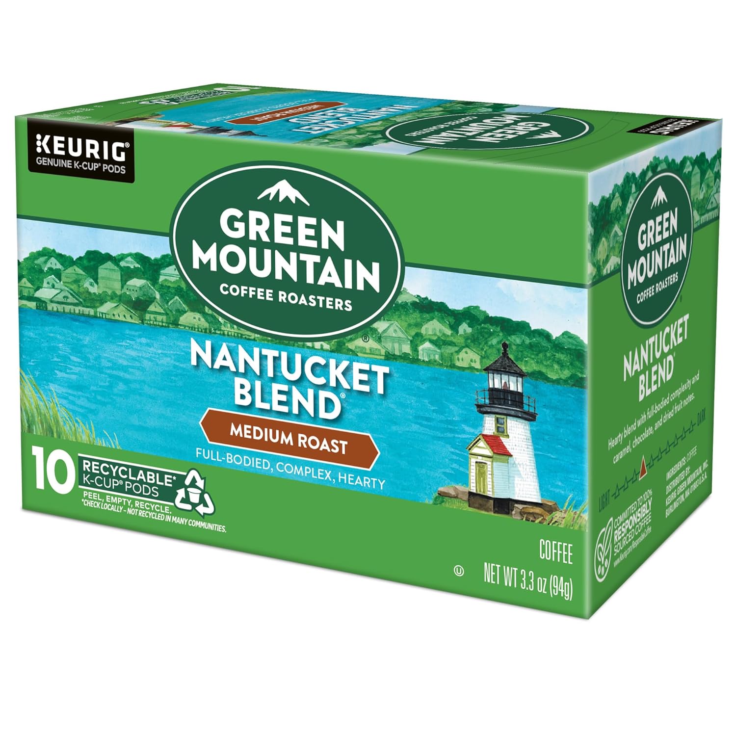 Green Mountain Coffee Roasters Half Caff Keurig Single-Serve K-Cup pods, Medium Roast Coffee, 72 Count (6 Packs of 12)