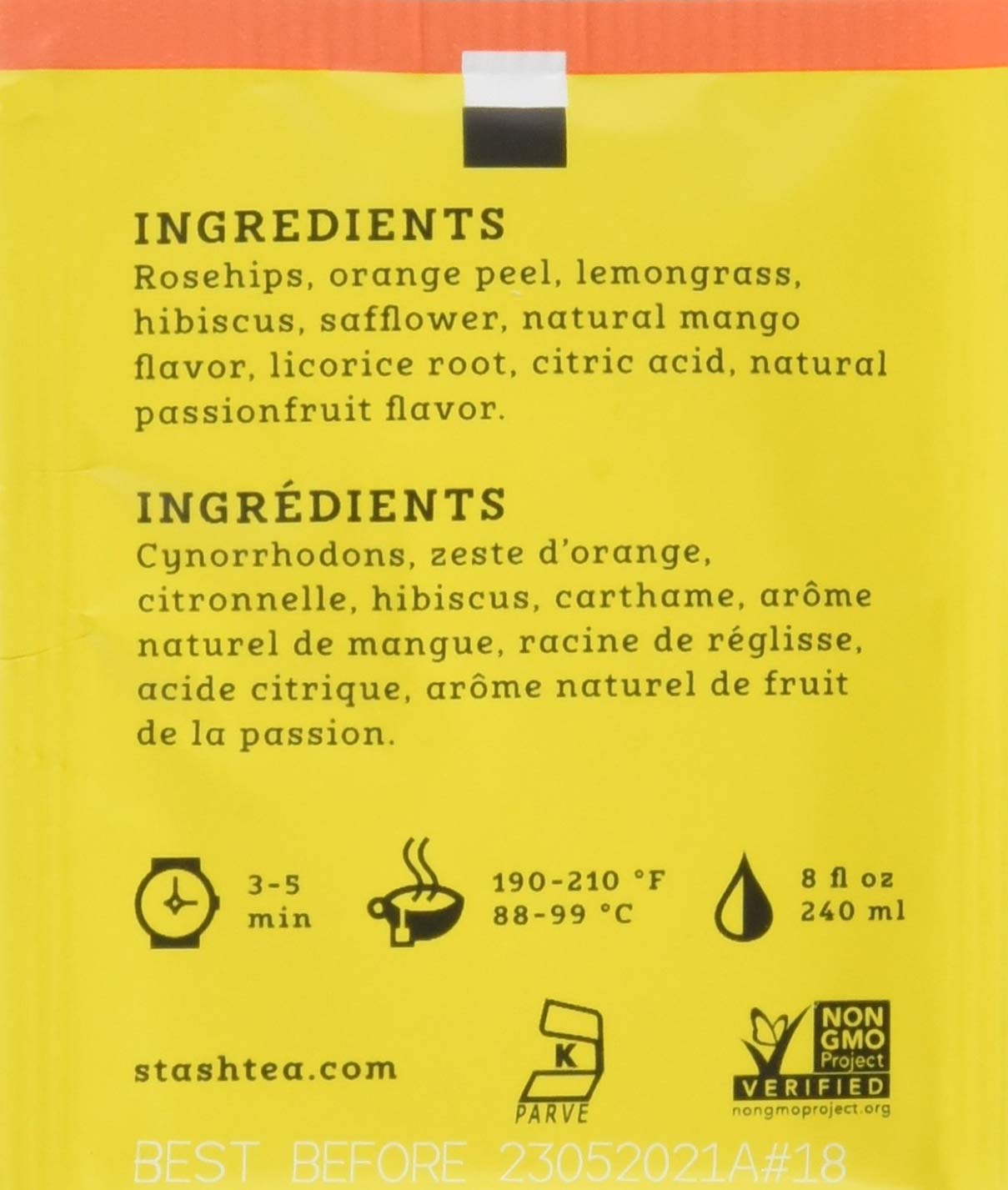 Stash Tea Double Bergamot Earl Grey Black Tea, Box of 100 Tea Bags