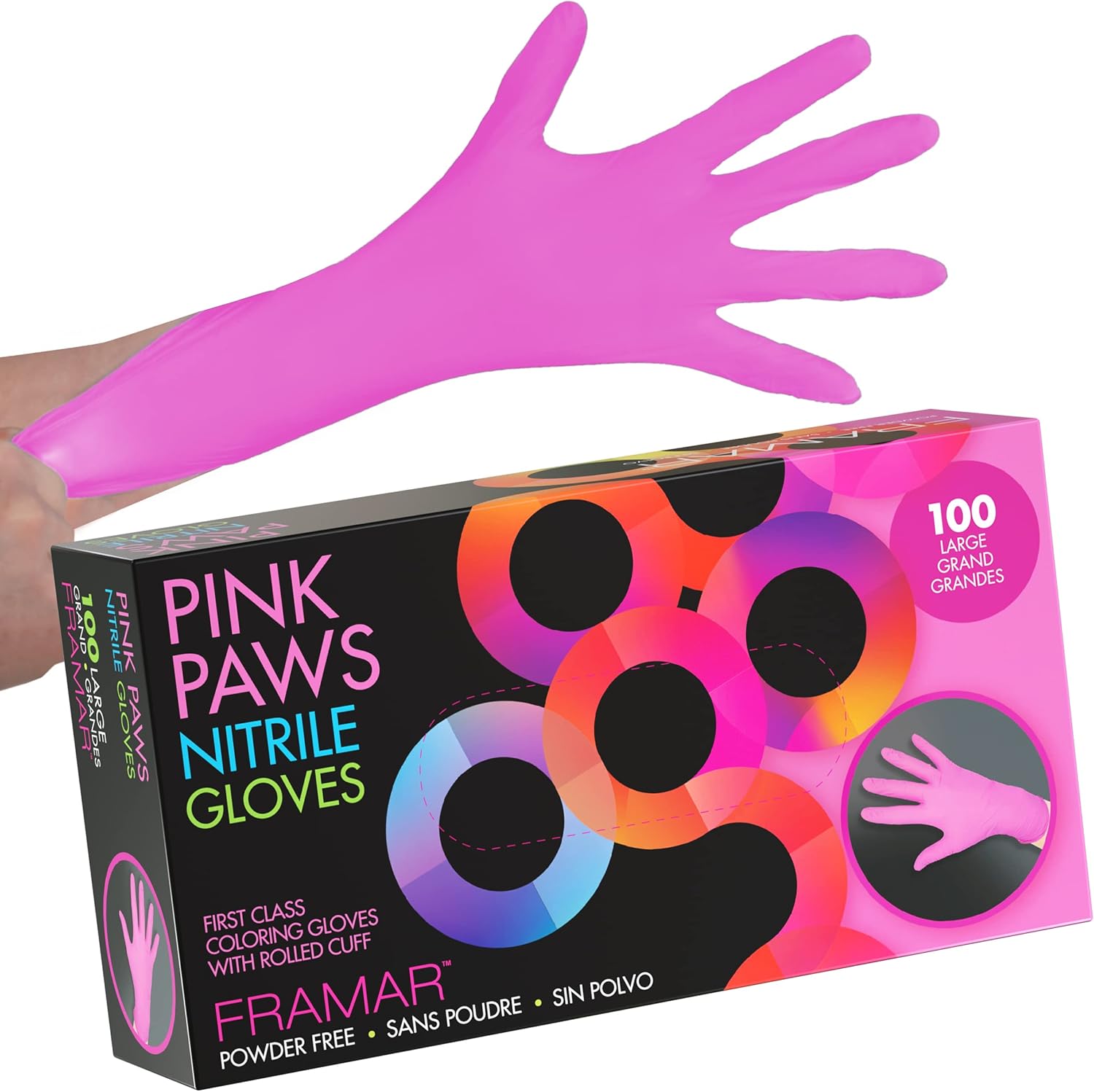 FRAMAR Pink Gloves Disposable Latex Free – Pink Nitrile Gloves Medium, Latex Free Gloves Medium, Plastic Gloves Disposable, Guantes de Nitrilo, Cleaning Gloves Medium, Non Latex Gloves