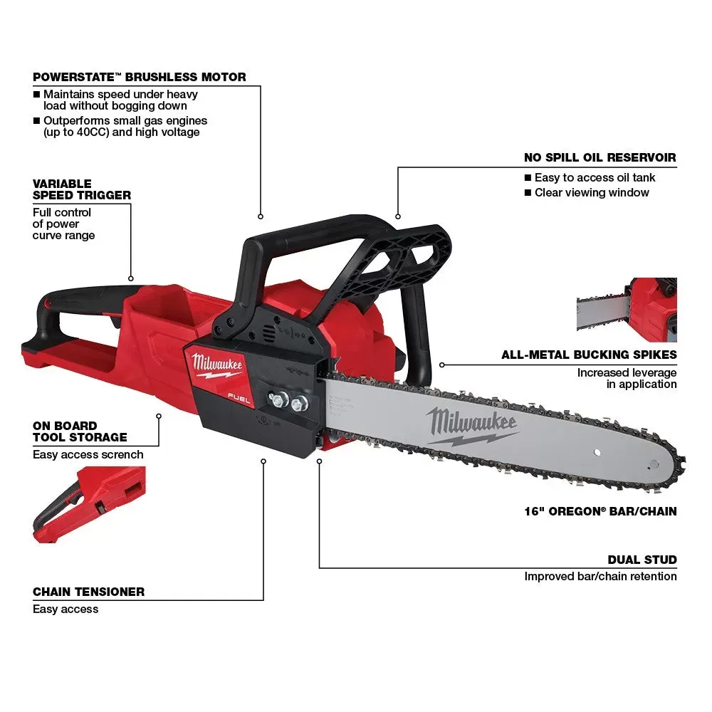 Milwaukee Pre-Sale 2727-CB M18 FUEL Cordless Chainsaw / Lead Blower Bundle - Bare Tool