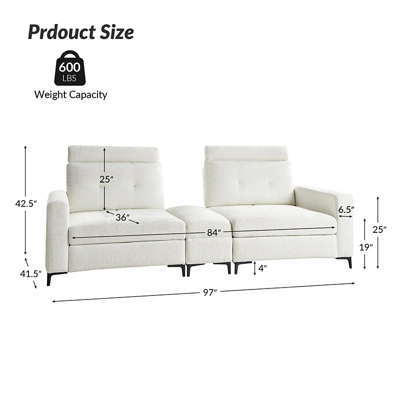 Constantin Modern Storage Button-Tufted Sectional Sofa with Adjustable Backrest