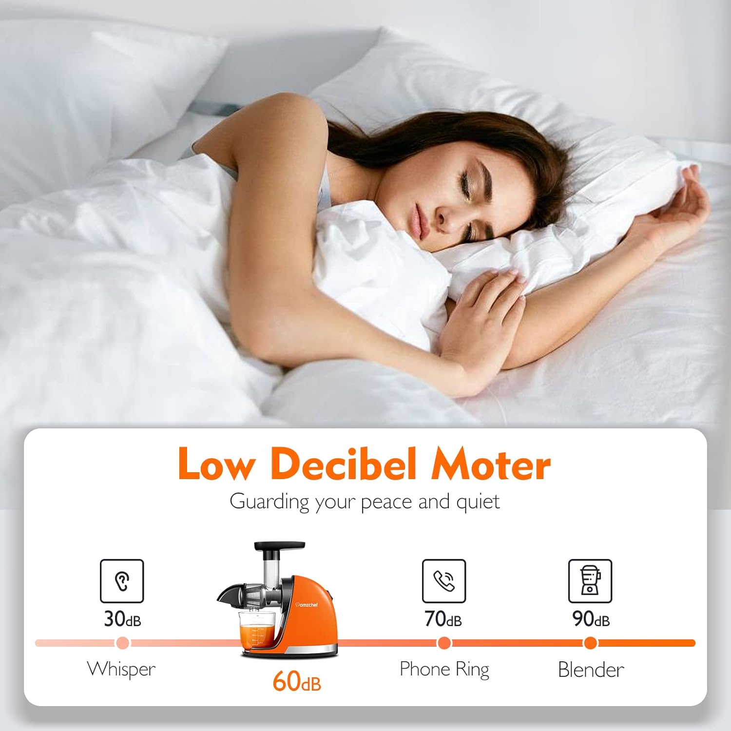 Masticating Juicer Machines, AMZCHEF Slow Cold Press Juicer with Reverse Function, High Juice Yield, Easy Clean with Brush,Recipes for High Nutrient Fruits and Vegetables, Gray(Updated)