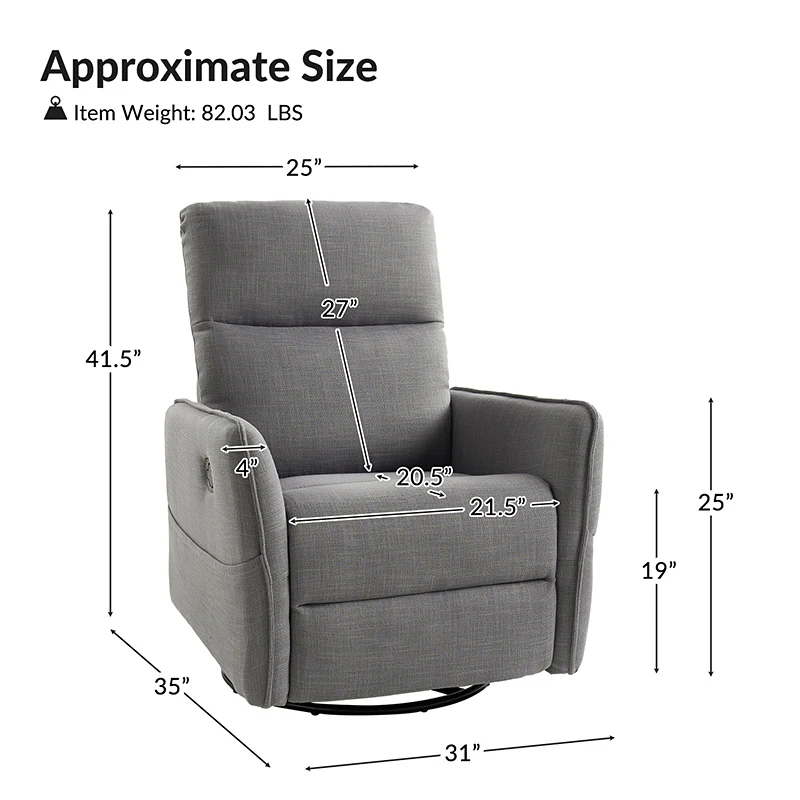 Chris Swivel Rocker Recliner with Two Side Pockets