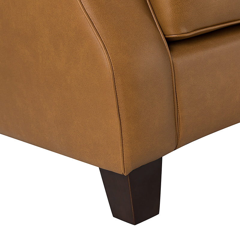 Hugo Traditional Style Curved Genuine Leather Elegant Sofa