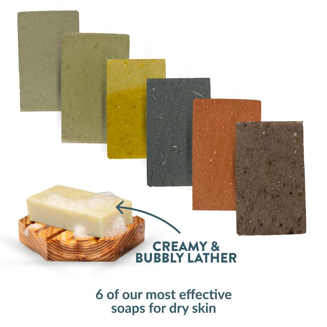 Handmade in Canada, Plant Based Cold Process Natural Bar Soap, With Premium Essential Oils, Dry Skin, Pack of 6 (Most Popular)