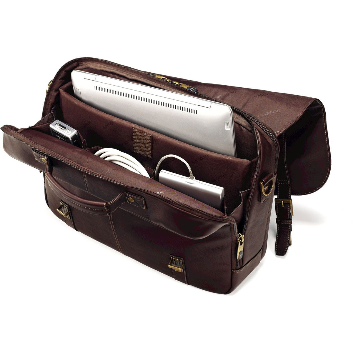 Samsonite Leather Business Cases Flapover Case Dbl Gusset