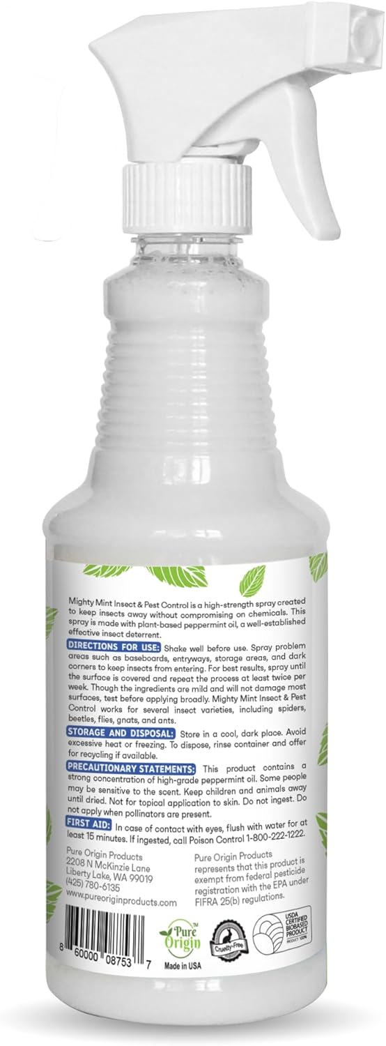 Mighty Mint 16 oz Peppermint Oil Insect & Pest Spray - for Spiders, Ants, and More