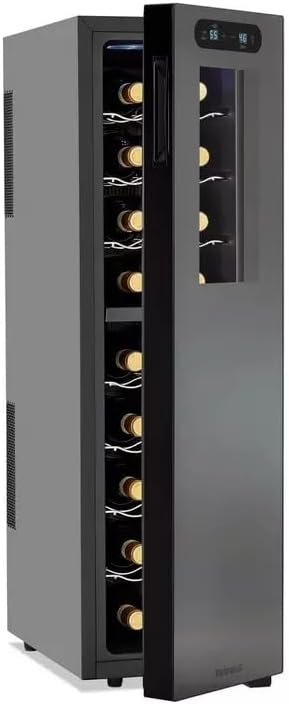 Wine Enthusiast 32-Bottle Dual Zone MAX Compressor Wine Cooler - Freestanding Refrigerator with Split Storage & Temperature, Digital Touchscreen, & LED Display