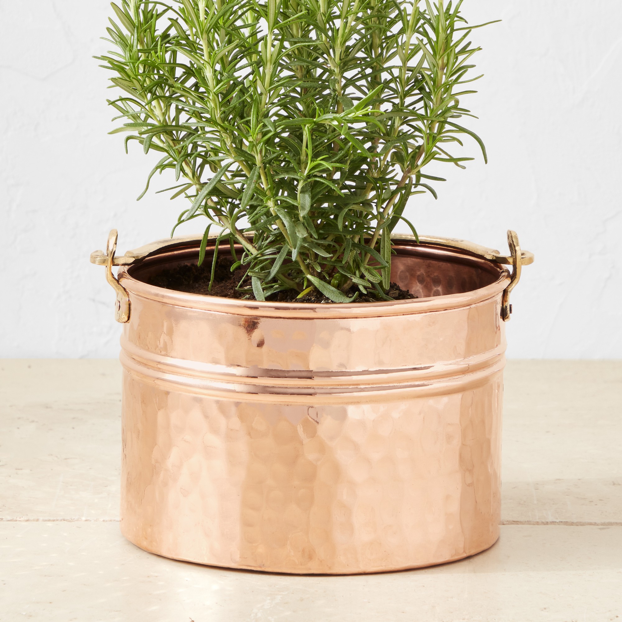 Copper Round Ribbed Planter