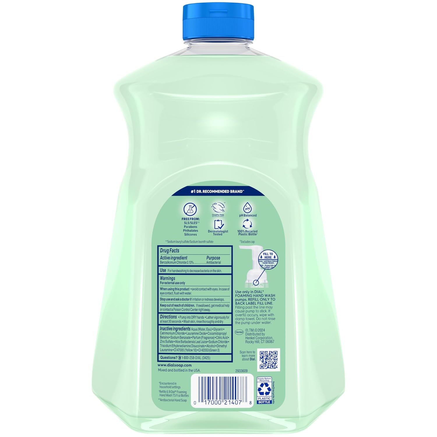 Dial Antibacterial Foaming Hand Soap Refill, Spring Water, 52 fl oz