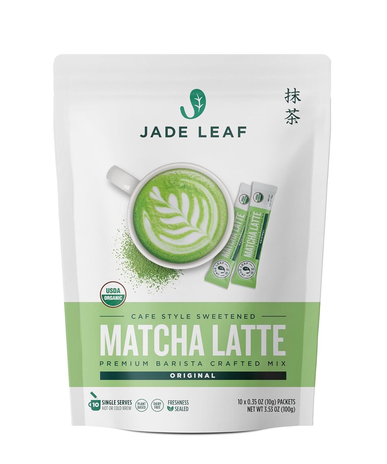 Jade Leaf Matcha Organic Café Style Sweetened Matcha Latte Premium Barista Crafted Mix - Original - Authentically Japanese (5.3 Ounce Pouch)