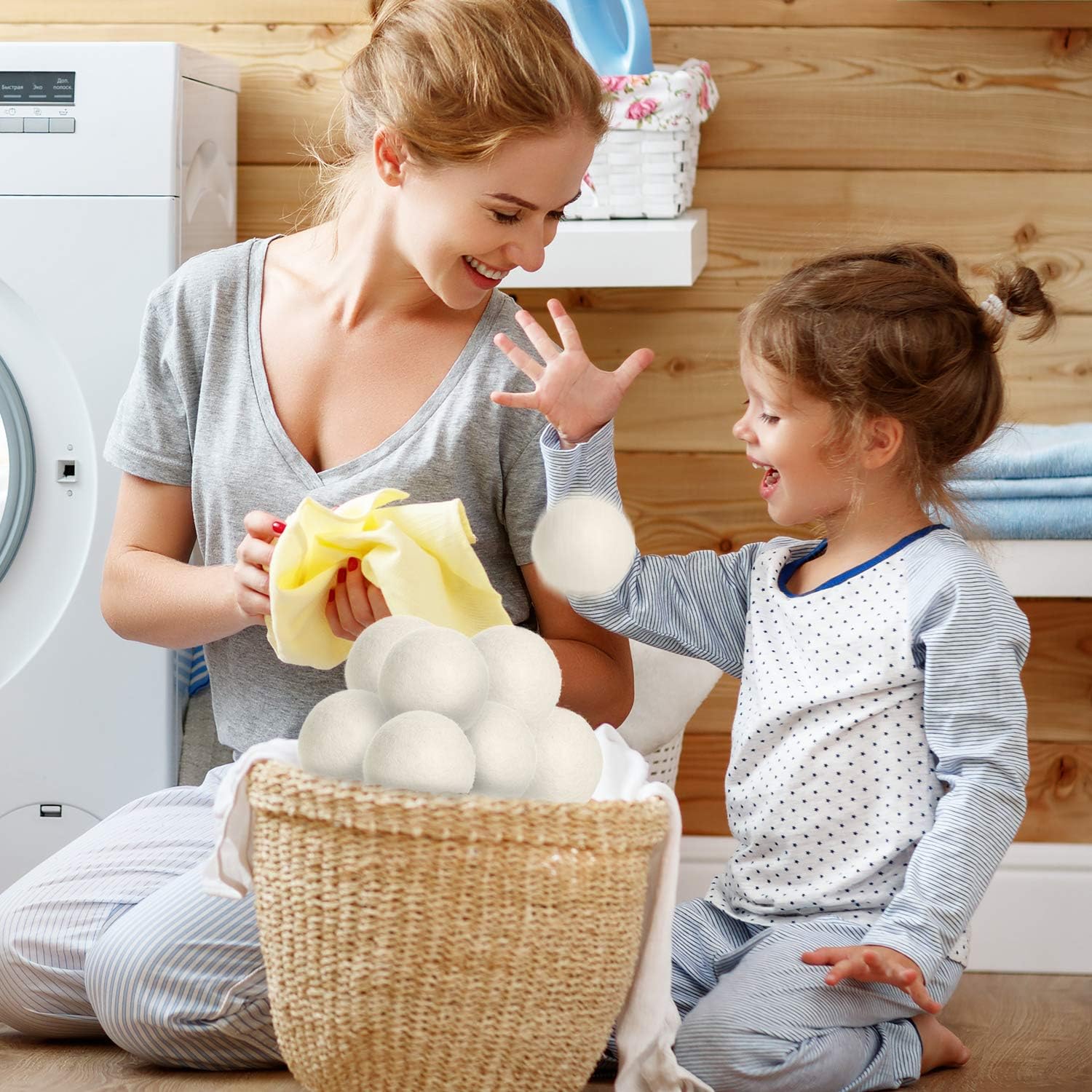 SnugPad Wool Dryer Balls XL Size 6 Pack, Natural Fabric Softener 100% Organic Premium New Zealand Wool, No Fillers, Anti Static, Lint Free, White 6 Count