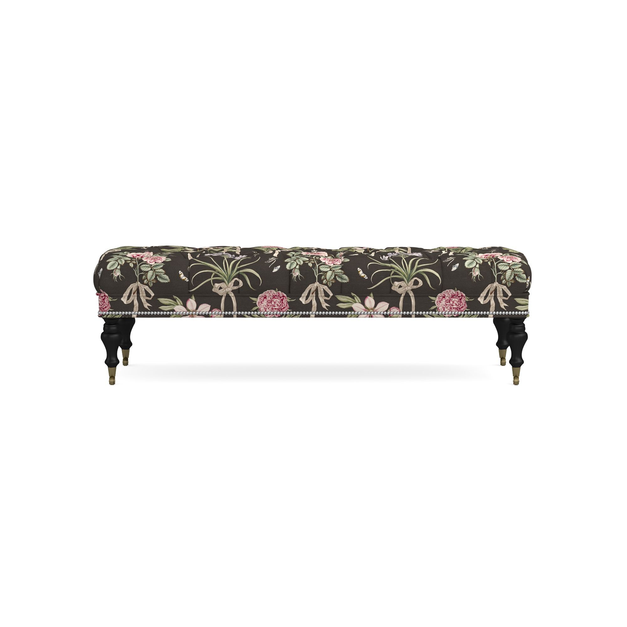 Sanderson x Giles Deacon Fairfax Bench Ottoman, Turned Leg with Tufted Top (26
