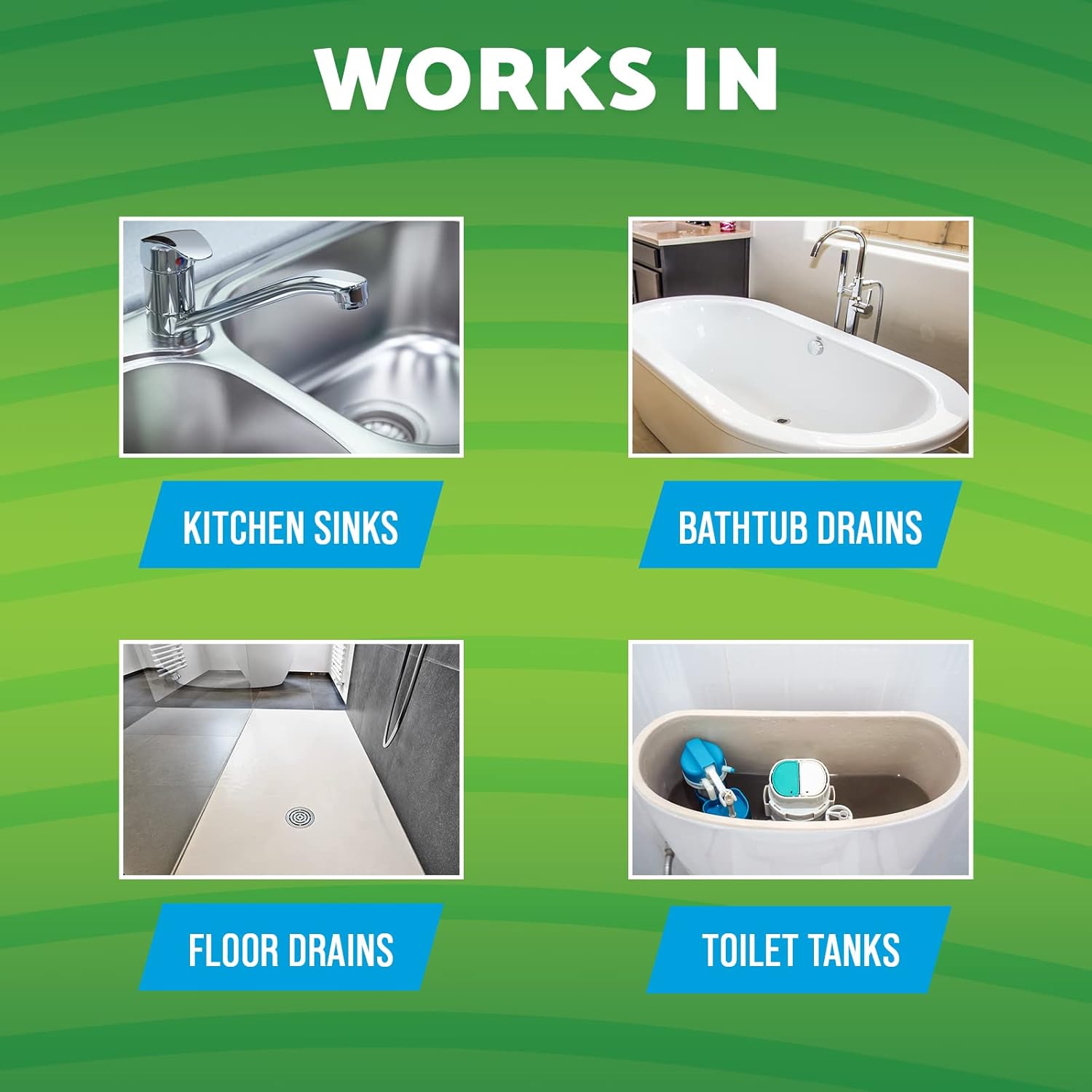 Green Gobbler Drain Cleaner & Deodorizer FRESH SCENT Sticks for Toilet Tanks, Sinks, Bathtub Drains, Washing Machine Drains and Garbage Disposals - 24 Pieces