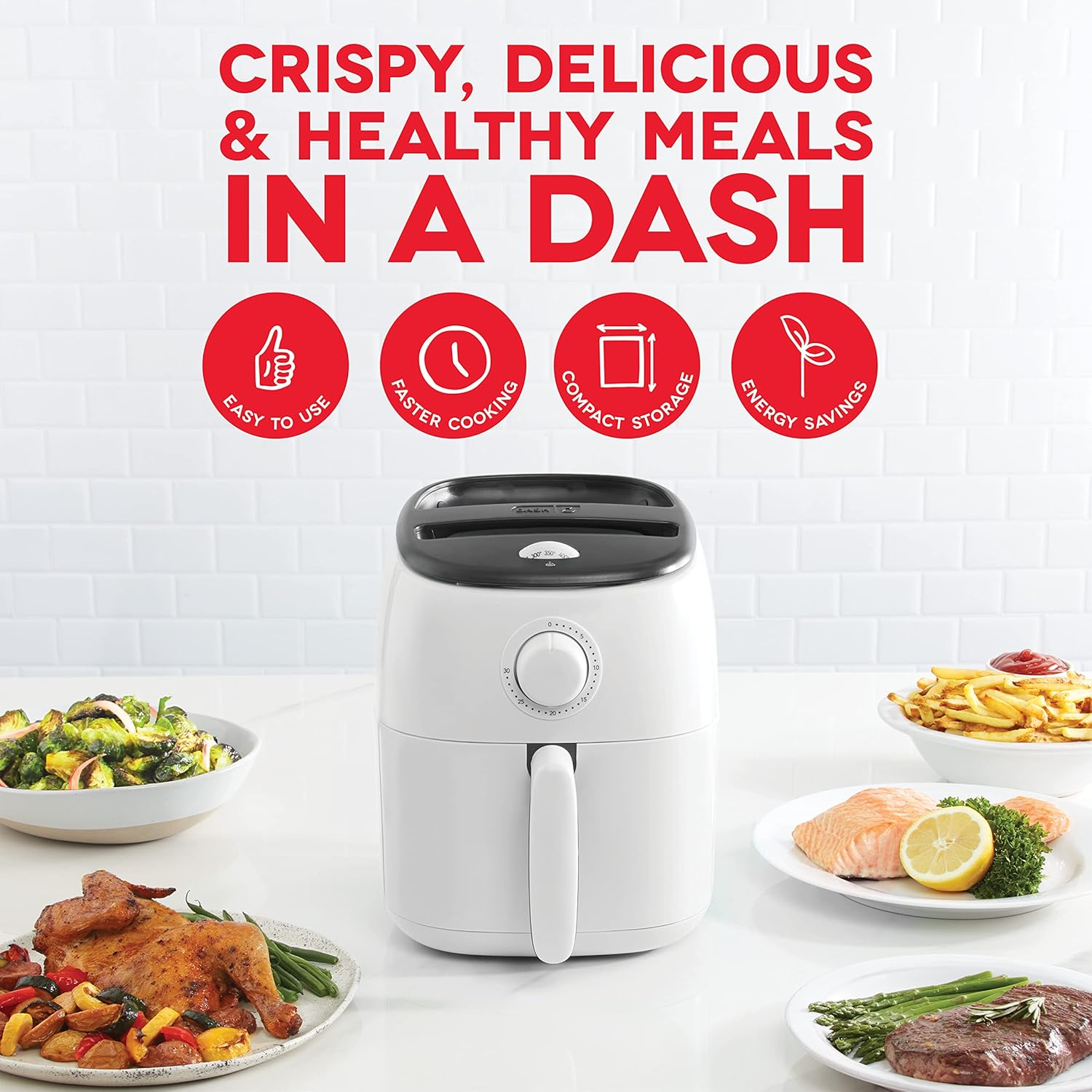 DASH Tasti-Crisp™ Electric Air Fryer Oven, 2.6 Qt., Aqua – Compact Air Fryer for Healthier Food in Minutes, Ideal for Small Spaces - Auto Shut Off, Analog, 1000-Watt