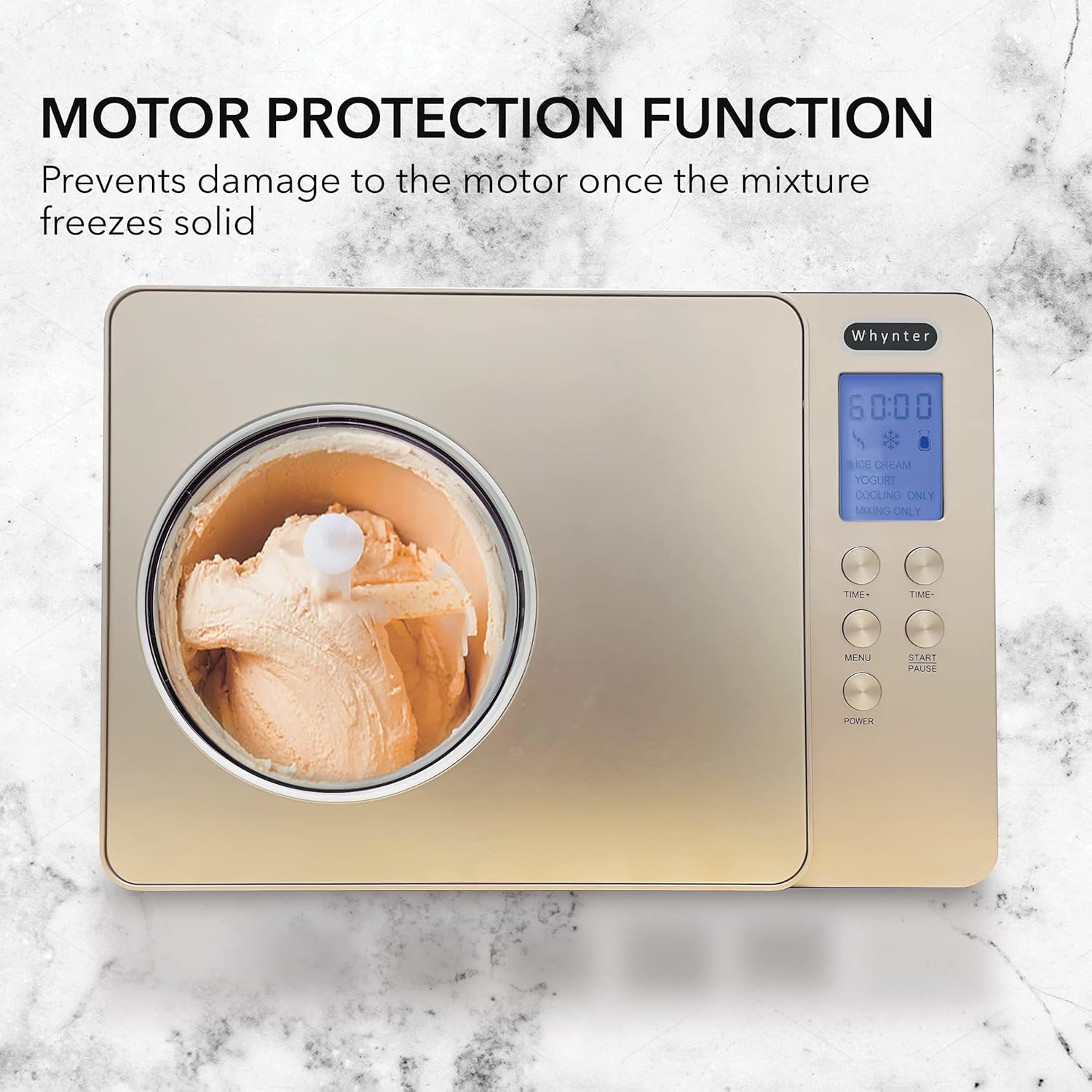 Whynter Ice Cream Maker Machine Automatic 2.1 Qt with Built-in Compressor, LCD Digital Display & Timer, No Pre-Freezing, ICM-200LS, Stainless Steel