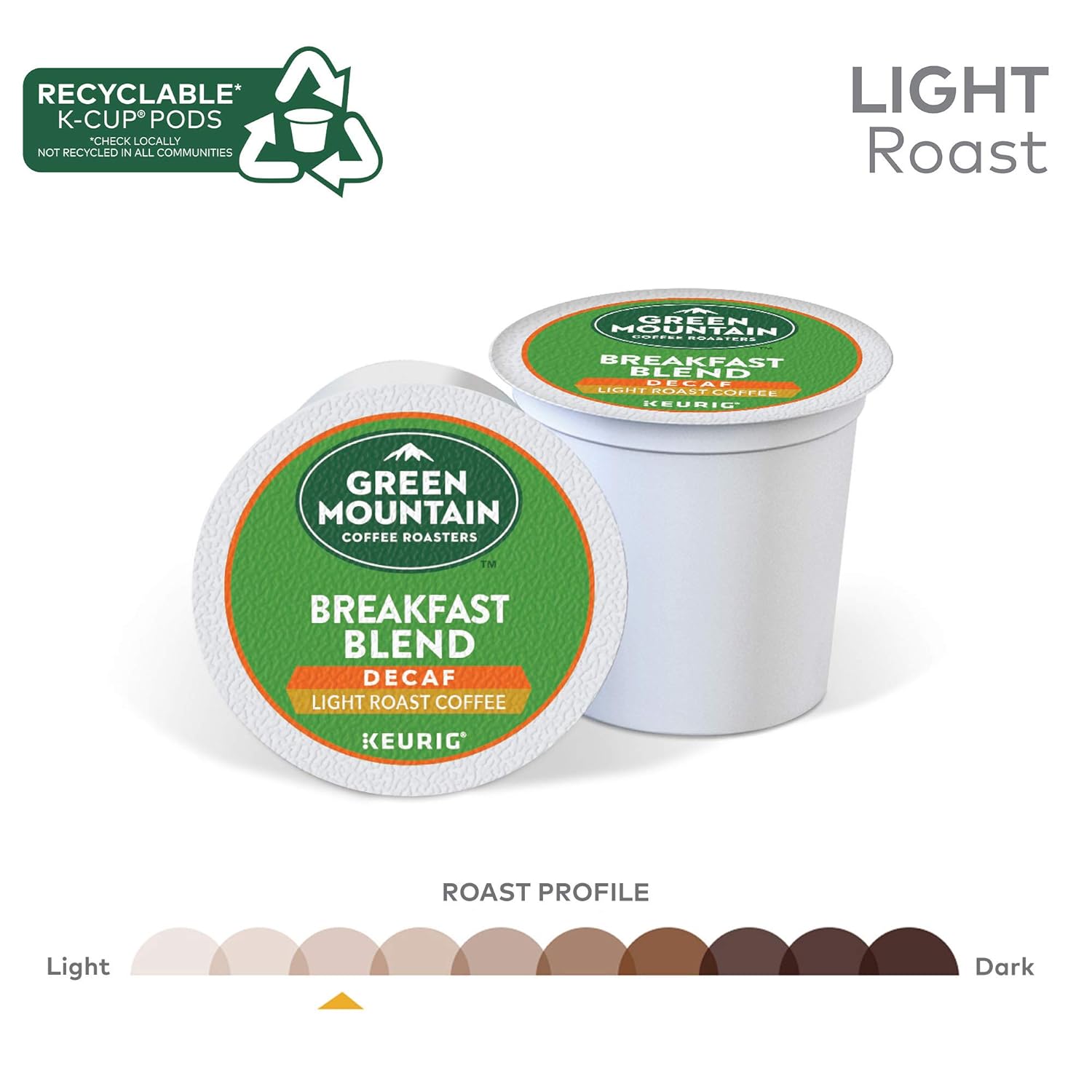 Green Mountain Coffee Roasters Breakfast Blend Single-Serve Keurig K-Cup Pods, Light Roast Coffee, 96 Count