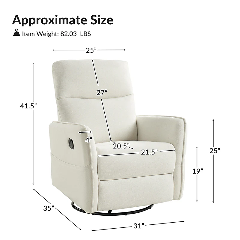 Chris Swivel Rocker Recliner with Two Side Pockets
