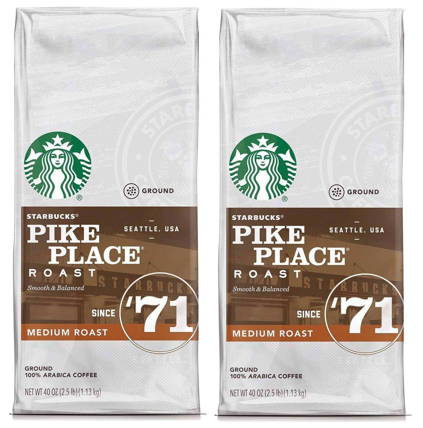 Starbucks Ground Coffee, Medium Roast Coffee, Pike Place Roast, 100% Arabica, 1 Bag (28 Oz)