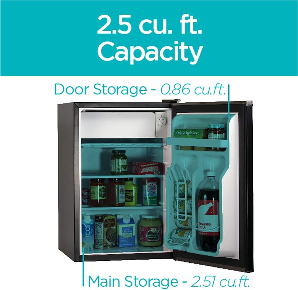 BLACK+DECKER BCRK17B Compact Refrigerator Energy Star Single Door Mini Fridge with Freezer, 1.7 Cubic Feet, Black