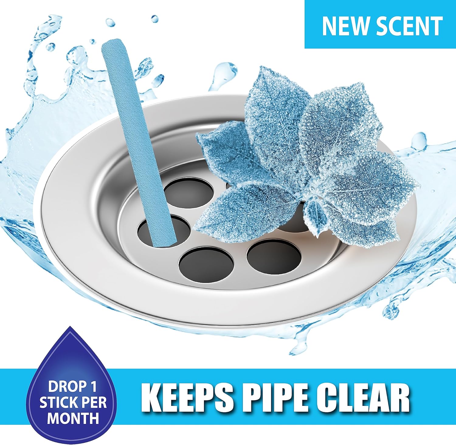 SANI 360° Sani Sticks Drain Cleaner and Deodorizer, Enzyme Pipe Cleaners, Eliminate Odors, Prevent Clogged Drains, Safe for Sinks, Bathtub Drains, Septic Tanks, 24 Count, Lemon Scent