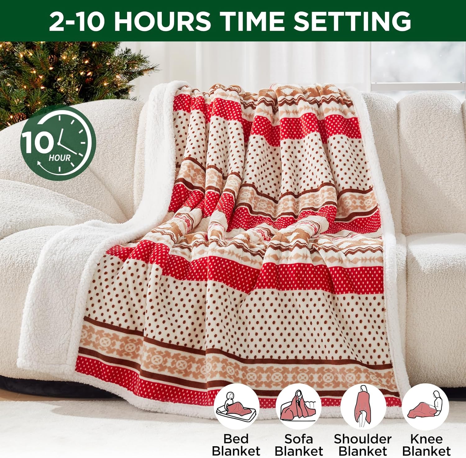 Westinghouse Heated Throw Blanket, Electric Blanket Throw with 6 Heating Levels and 2-10 Hours Time Settings, Flannel to Sherpa Super Cozy Heated Blanket Machine Washable, 50x60 inch, Charcoal