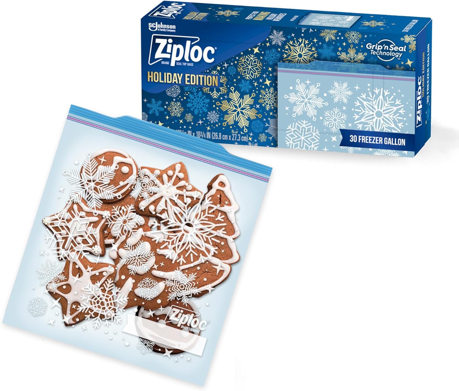 Ziploc Gallon Food Storage Freezer Bags, Stay Open Design with Stand-Up Bottom, Easy to Fill, 60 Count