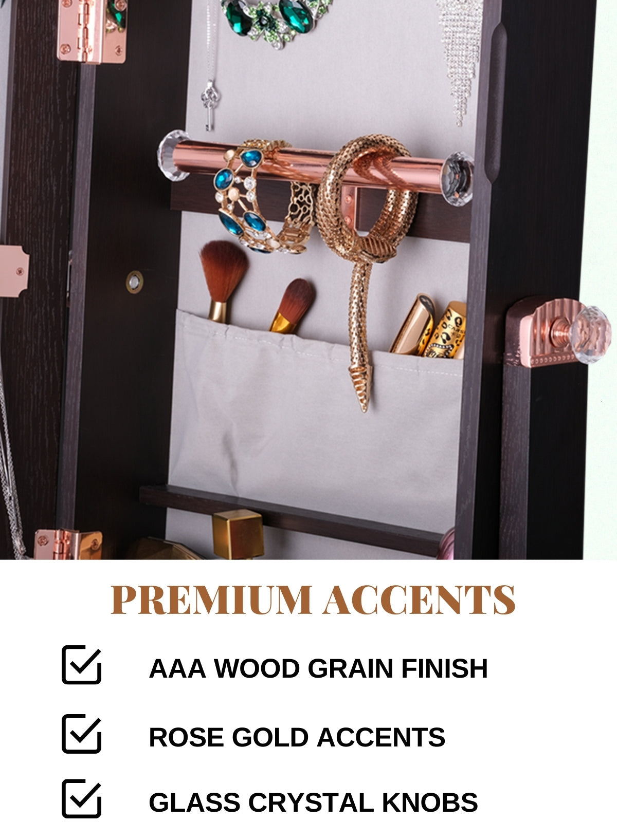 Laura Full Length Mirror Jewelry Armoire - White