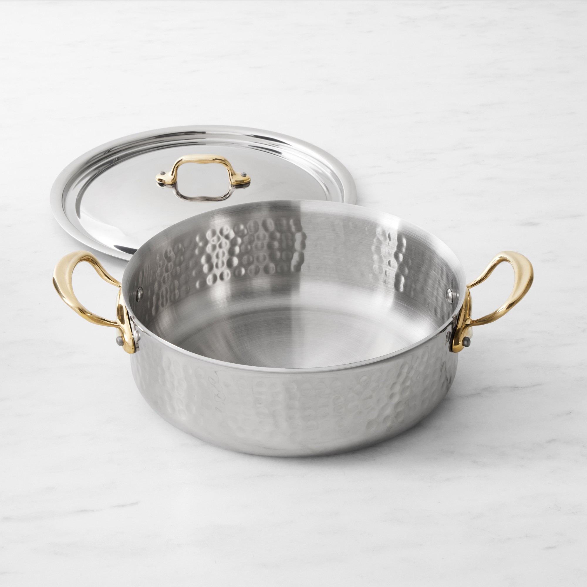 Mauviel M'Elite B Hammered Stainless-Steel Rondeau, 6-Qt.