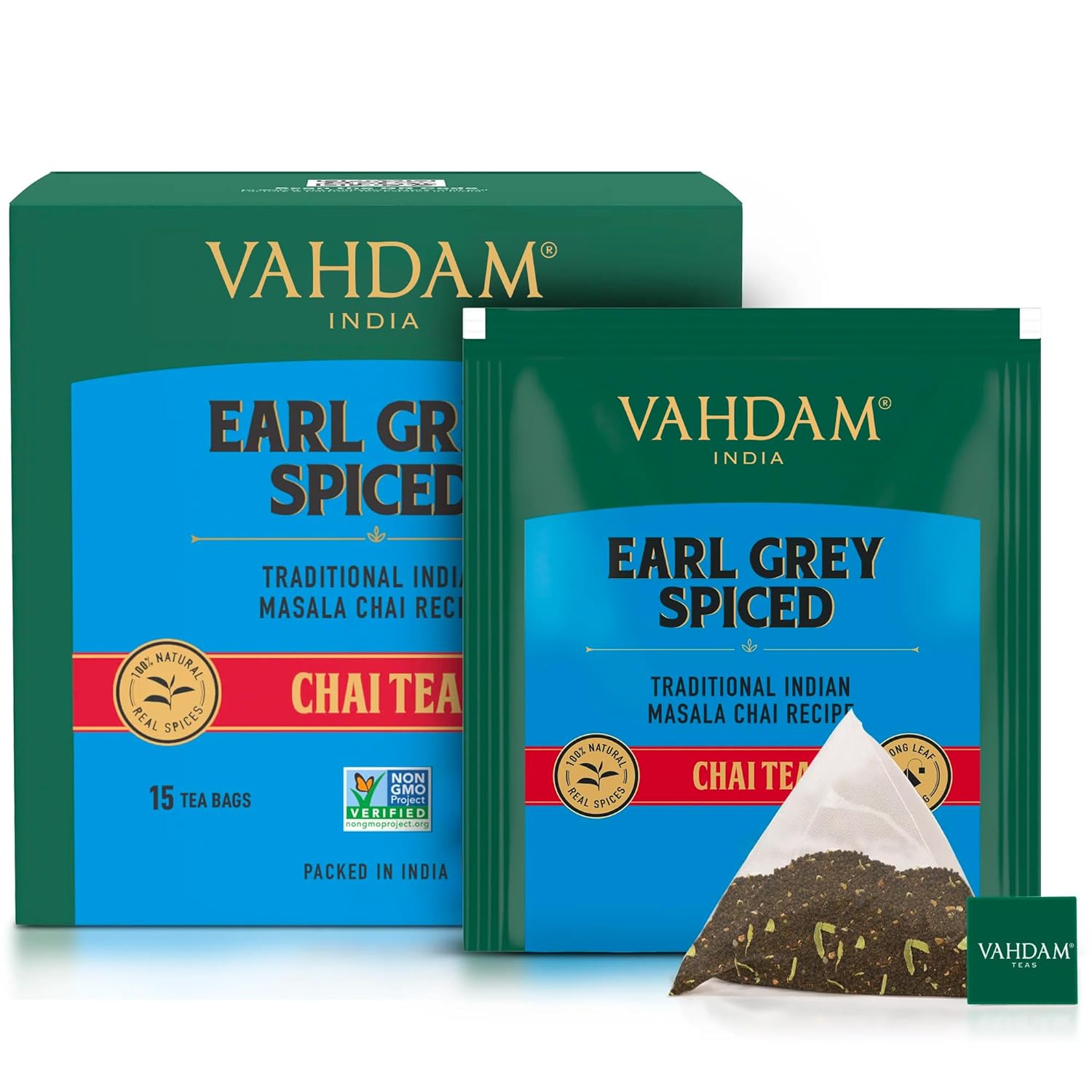 VAHDAM, Organic Turmeric Ginger Herbal Tea Bags (100 Pyramid Tea Bags) Caffeine Free, Non GMO, Gluten Free | 100% Pure Herbal Blend - Savory & Spicy | Plant-Based Tea Bags | Resealable Ziplock Pouch