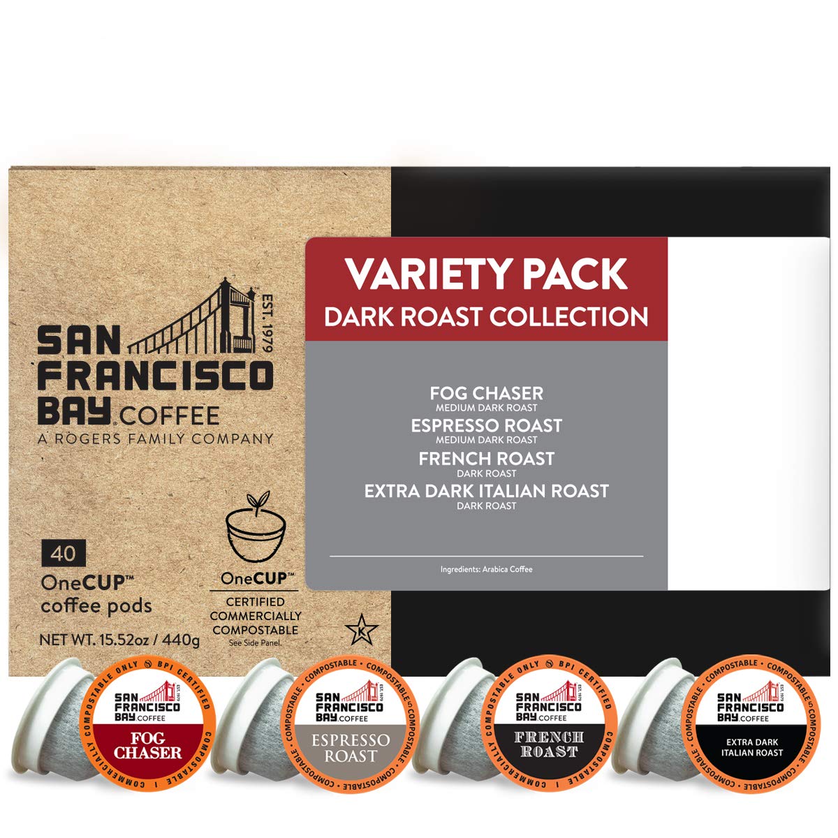 San Francisco Bay Compostable Coffee Pods - French Roast (80 Ct) K Cup Compatible including Keurig 2.0, Dark Roast