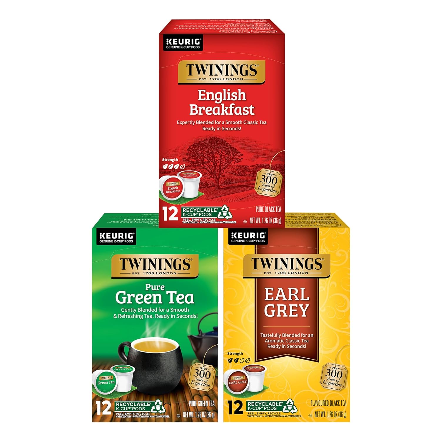Twinings English Breakfast Black Tea K-Cup Pods for Keurig, 24 Count (Pack of 1), Smooth, Flavourful, Robust, Caffeinated, Enjoy Hot or Iced | Packaging May Vary