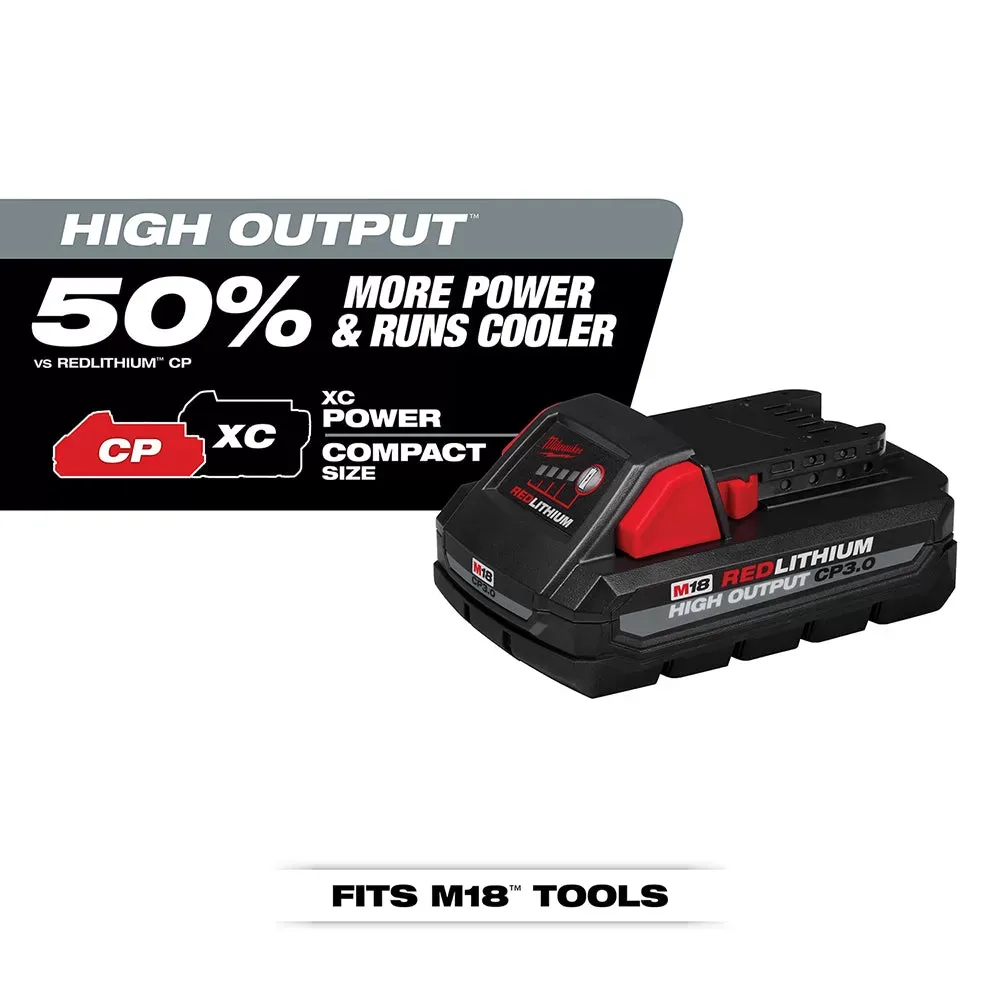 Milwaukee 48-11-1837 M18 18V 3.0Ah REDLITHIUM Compact Battery Pack, 2pk