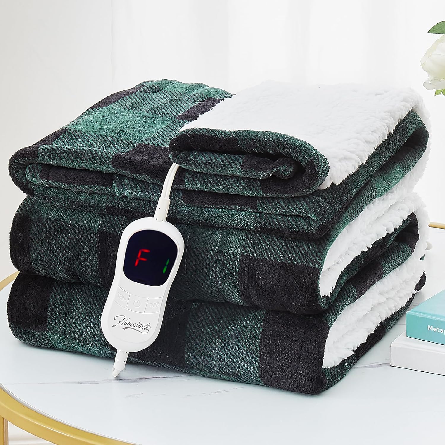 Homemate Electric Blanket Heated Throw - 50“x60“ Ultra Soft Cozy Flannel Heating Blanket with 10 Fast Heat Levels 8 Hours Auto Off Over-Heated Protection ETL Certification Keep Warm in Home Office