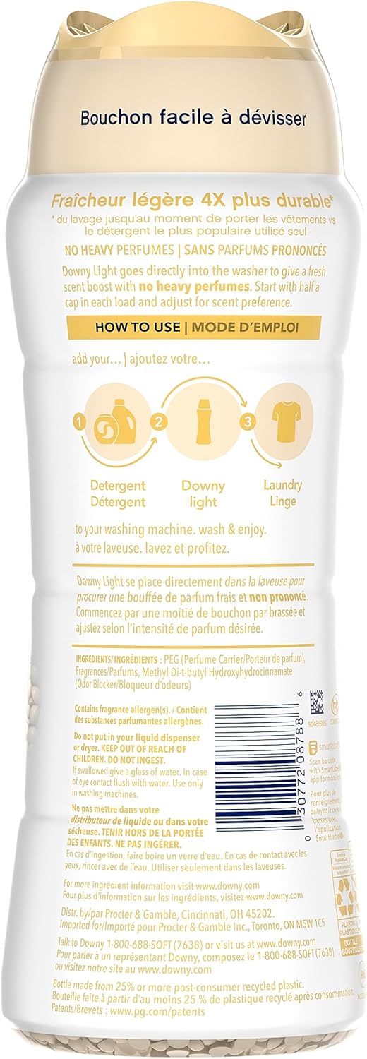 Downy Light In Wash Scent Booster Beads, Ocean Mist Scent, 24 oz, Downy Scent Booster Beads, Laundry Beads, No Heavy Perfumes