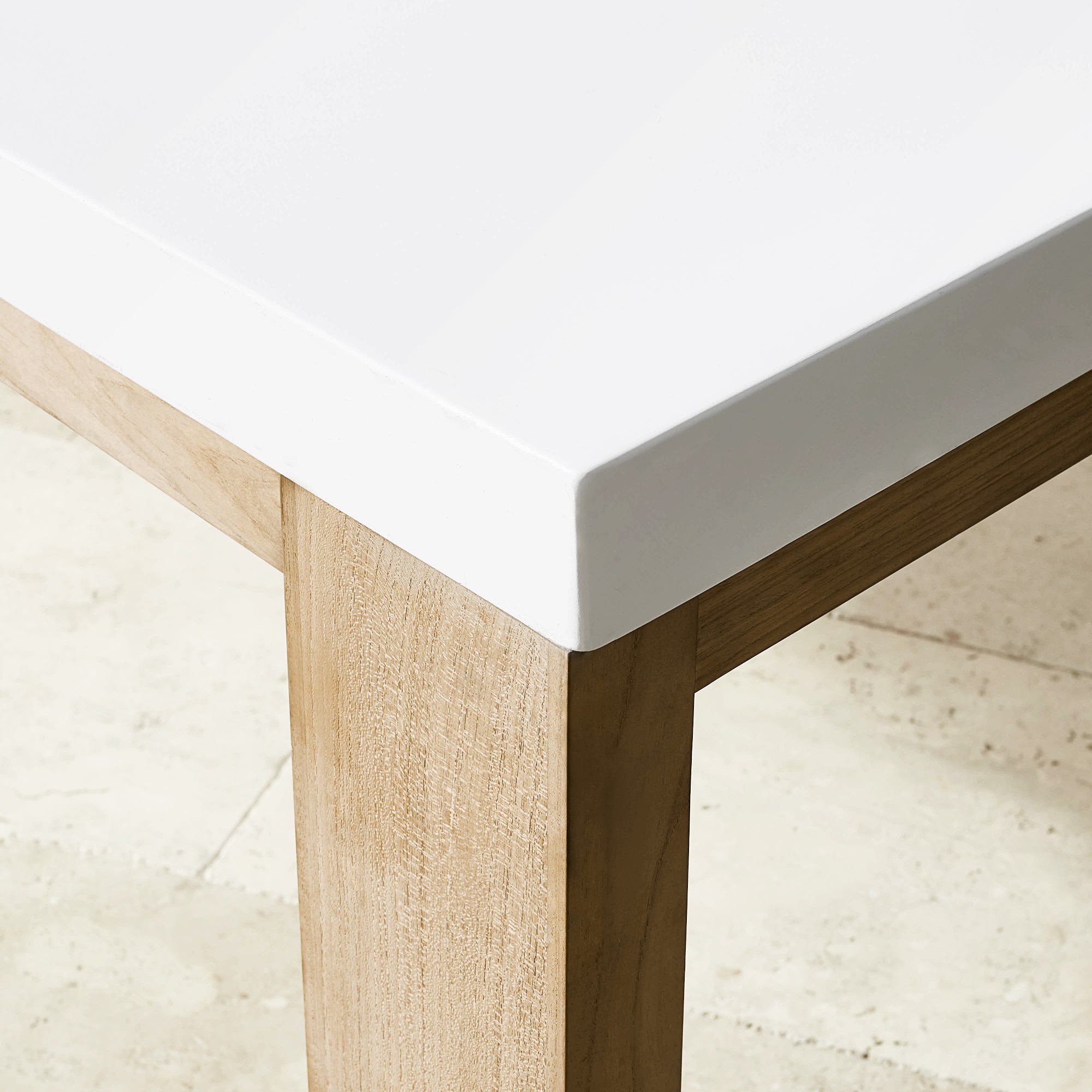 Larnaca Outdoor Teak Fiberstone Dining Table (96