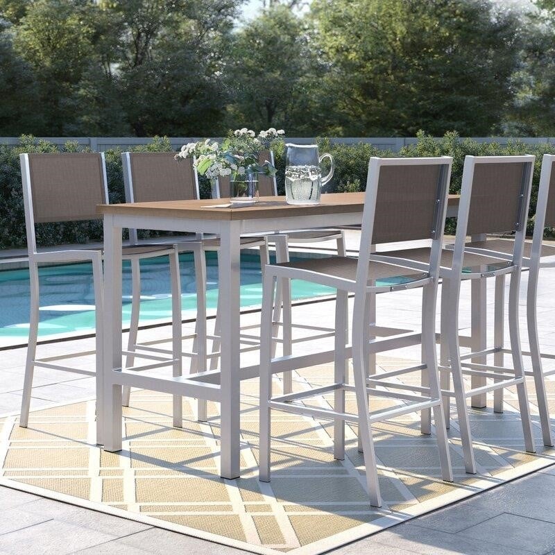 Mckinnon Rectangular 6 - Person 73'' Long Aluminum Bar Height Dining Set