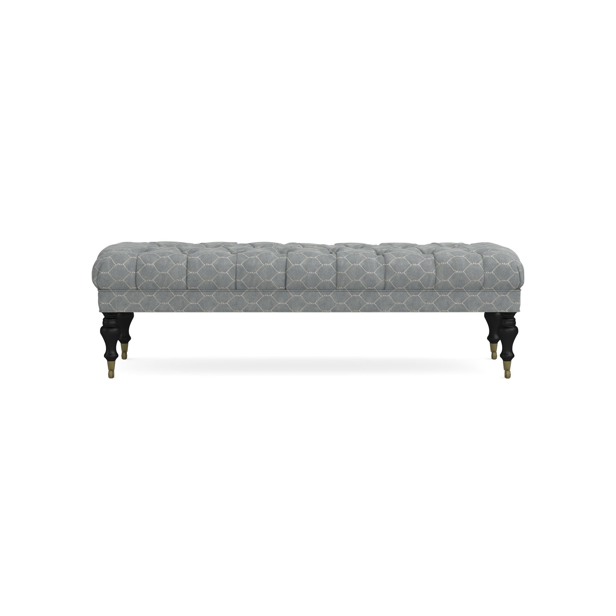 Sanderson x Giles Deacon Fairfax Bench Ottoman, Turned Leg with Tufted Top (26