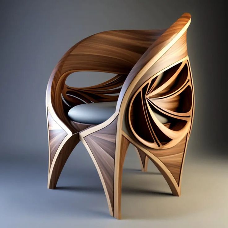 French Art Nouveau Sculptural Leaf Chair