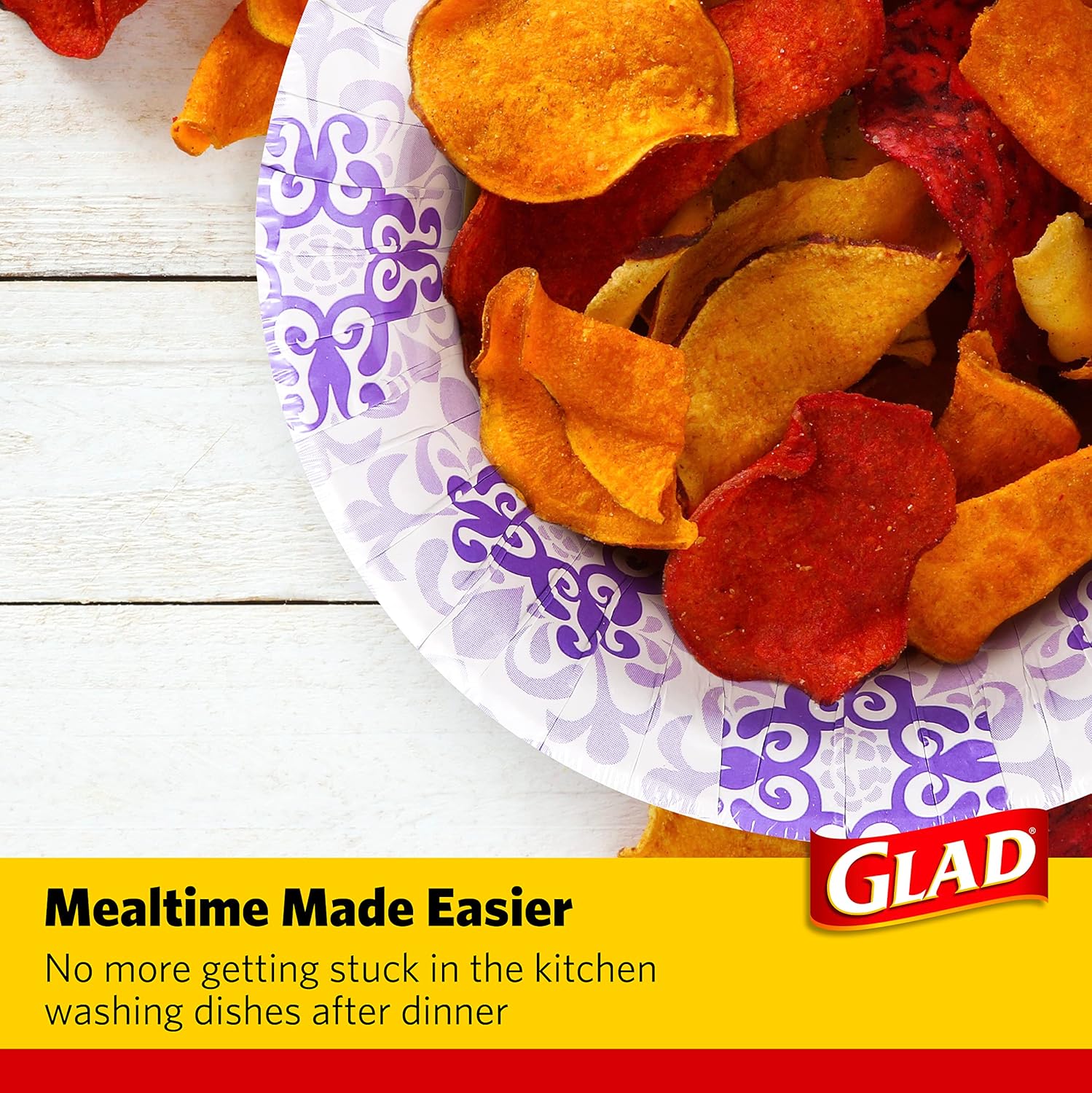 Glad Paper Bowls With Purple Victorian Design, 20Count | Disposable Paper Bowls for Parties & Picnics In Victorian Print | Microwave Safe Disposable Purple & White Bowls