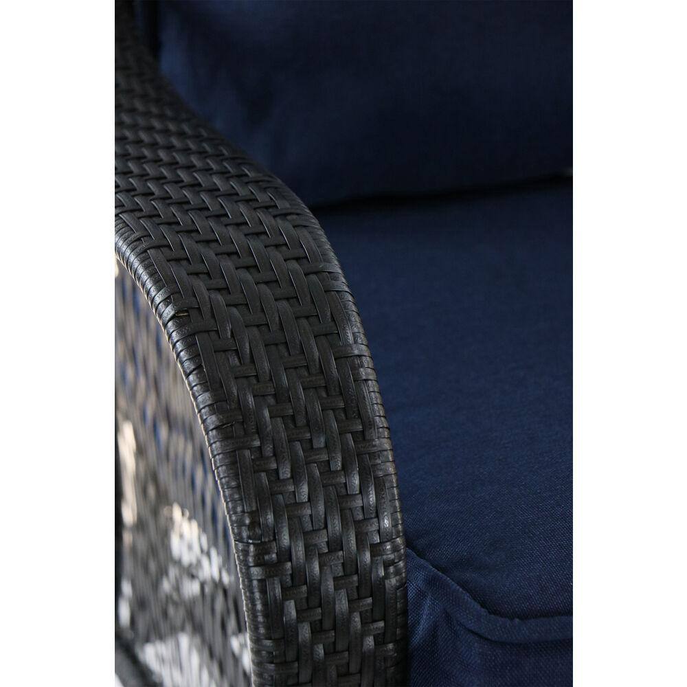 [Copy]4-Piece Woven Steel Patio Fire pit Seating Set with Sahara Sand Cushions, Sofa, Swivel Gliders and Fire pit