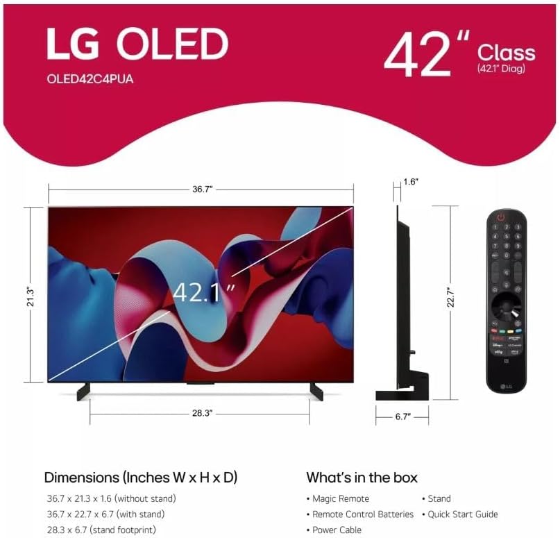 LG 83-Inch Class OLED evo C4 Series Smart TV 4K Processor Flat Screen with Magic Remote AI-Powered with Alexa Built-in (OLED83C4PUA, 2024)