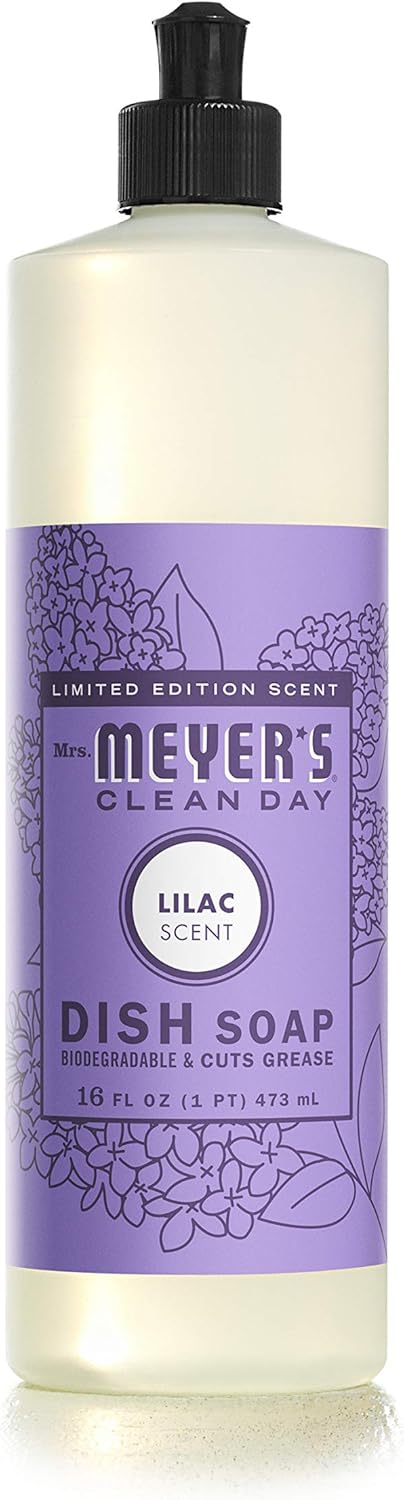 MRS. MEYER'S CLEAN DAY Liquid Dish Soap, Biodegradable Formula, Basil, 16 fl. oz - Pack of 3