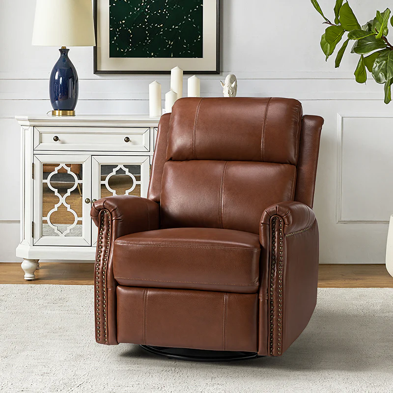 Kaietan Genuine Leather Power Rocking Recliner