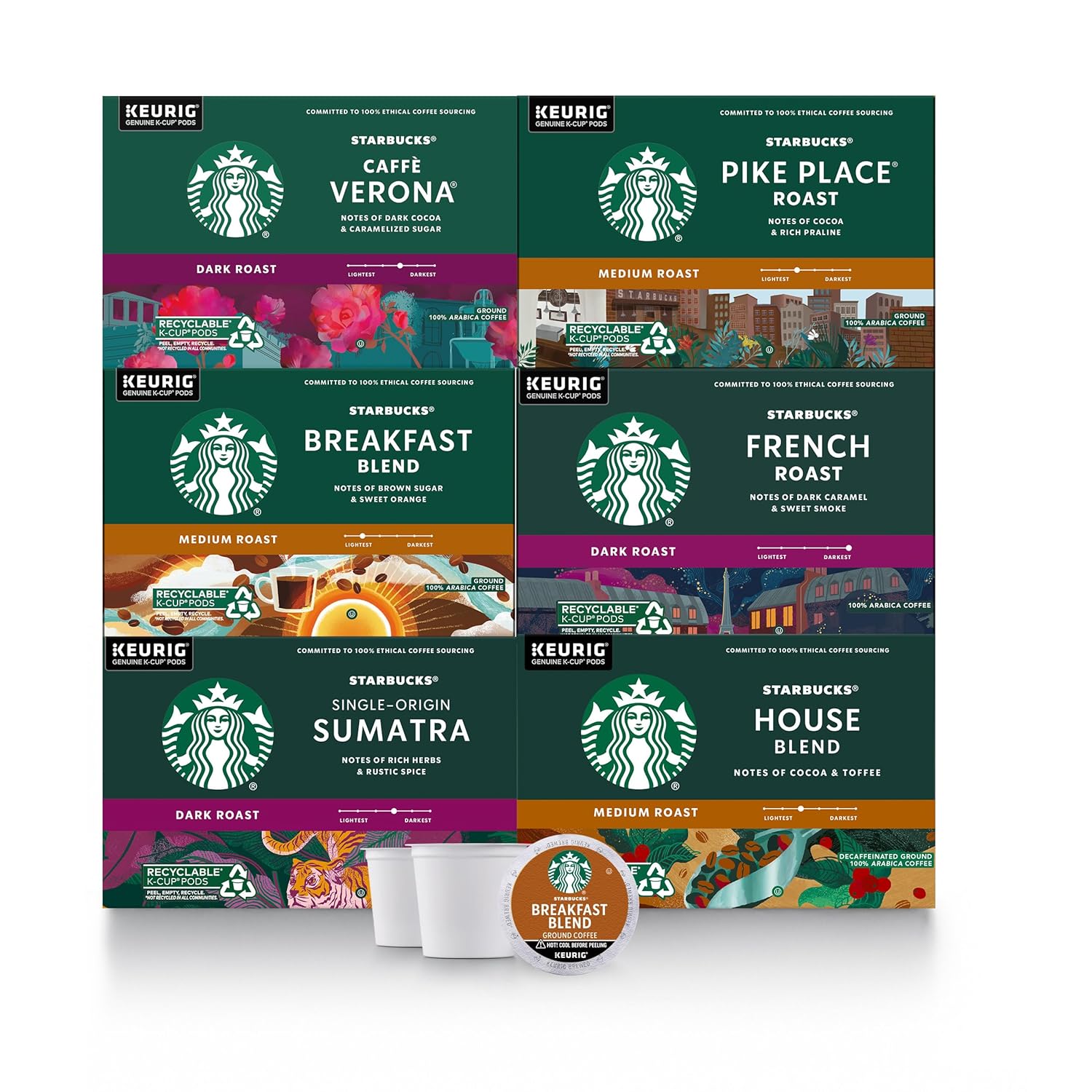 Starbucks K-Cup Coffee Pods, Medium Roast Coffee, Pike Place Roast for Keurig Brewers, 100% Arabica, 4 boxes (96 pods total)