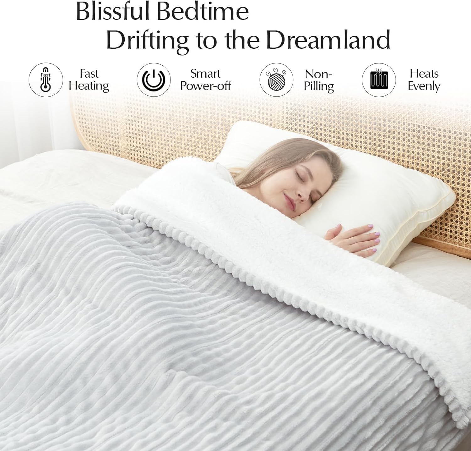 Heated Blanket Throw Size, Soft and Cozy Electric Heating Blanket for Bed, Automatic Safety System 6 Heating Levels & 4 Hours Auto-Off, 50