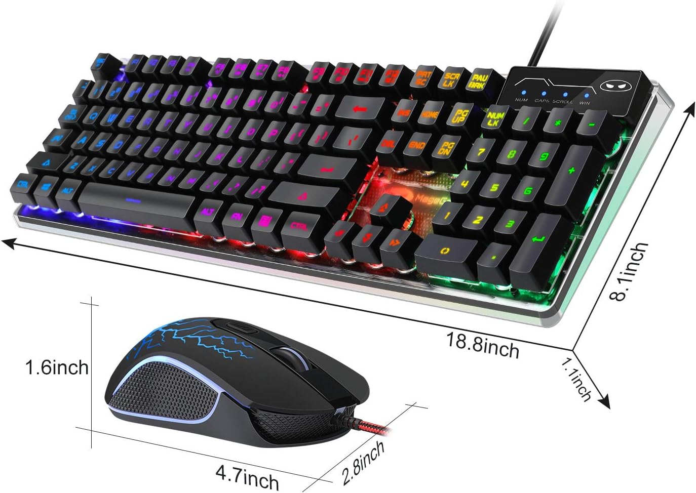 Gaming Keyboard and Mouse Combo, K1 RGB LED Backlit Keyboard with 104 Key Computer PC Gaming Keyboard for PC/Laptop(White)