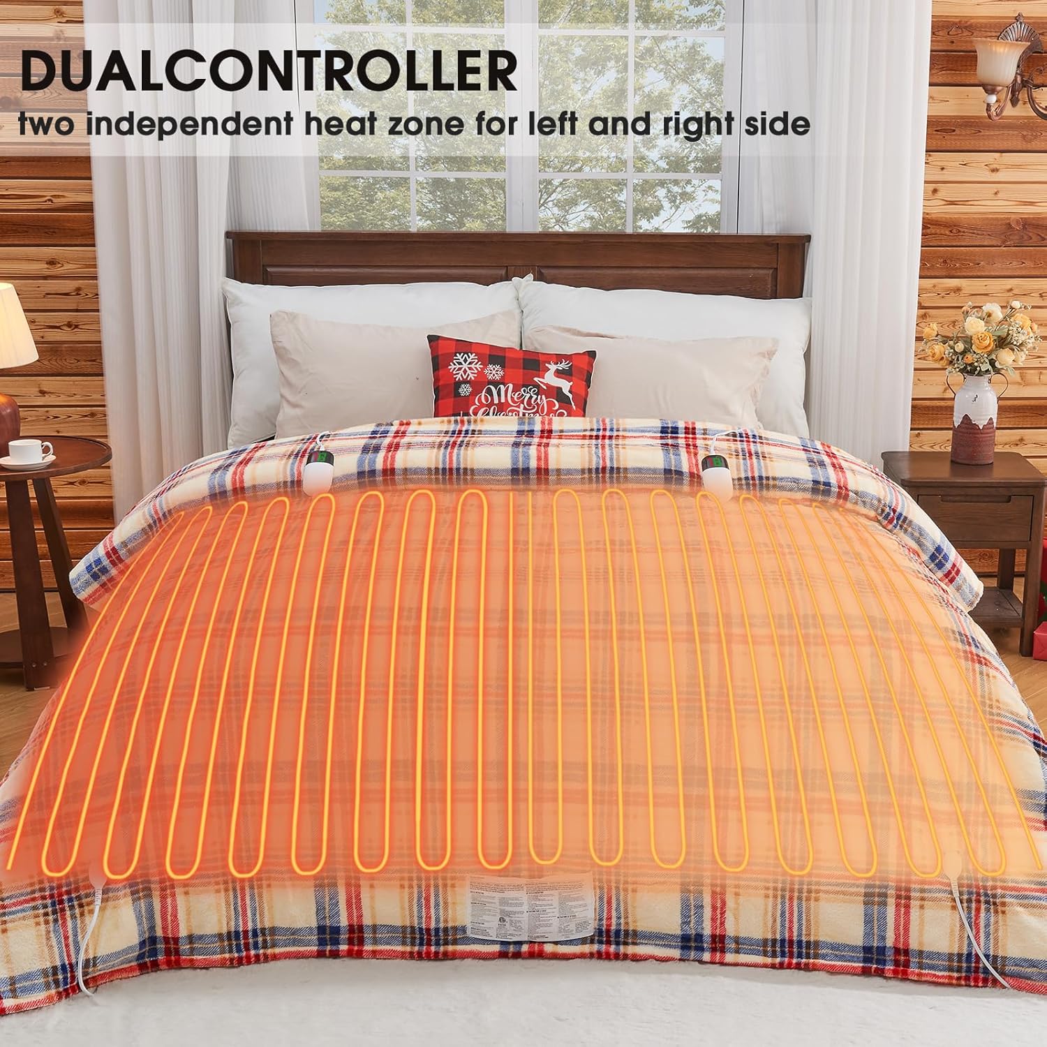 Heated Blanket Electric Throw, 50X60, Heating Throw with 10 Heating Levels/8 Hours Auto Off, Navy Blue Plaid Checkered Sherpa Blanket Warmer for Adults, Washable Blanket Gift for Couch Bed Office, ETL