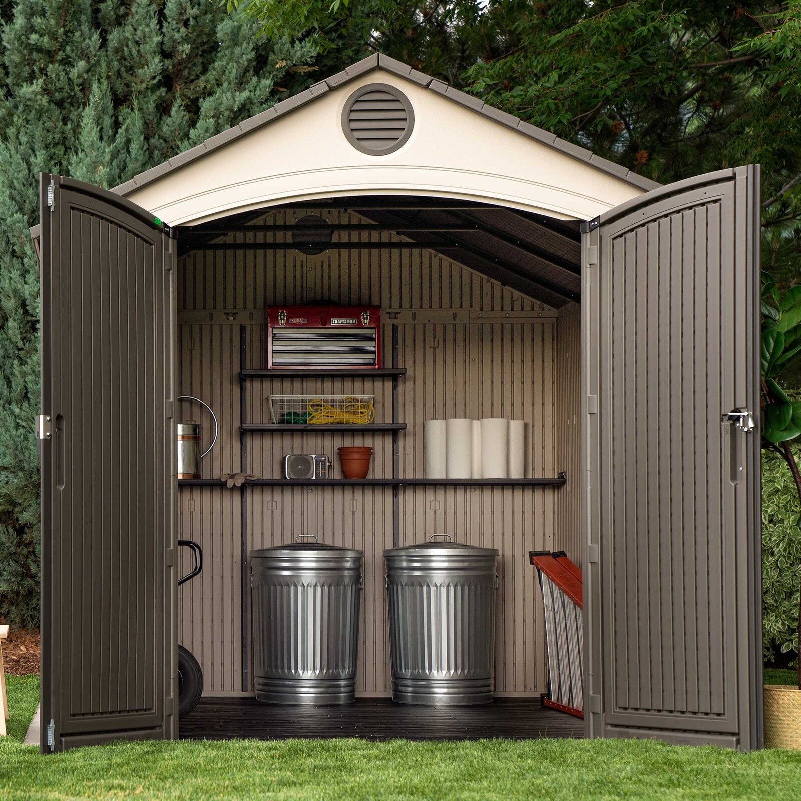 8 ft. W x 12.5 ft. D Plastic Storage Shed